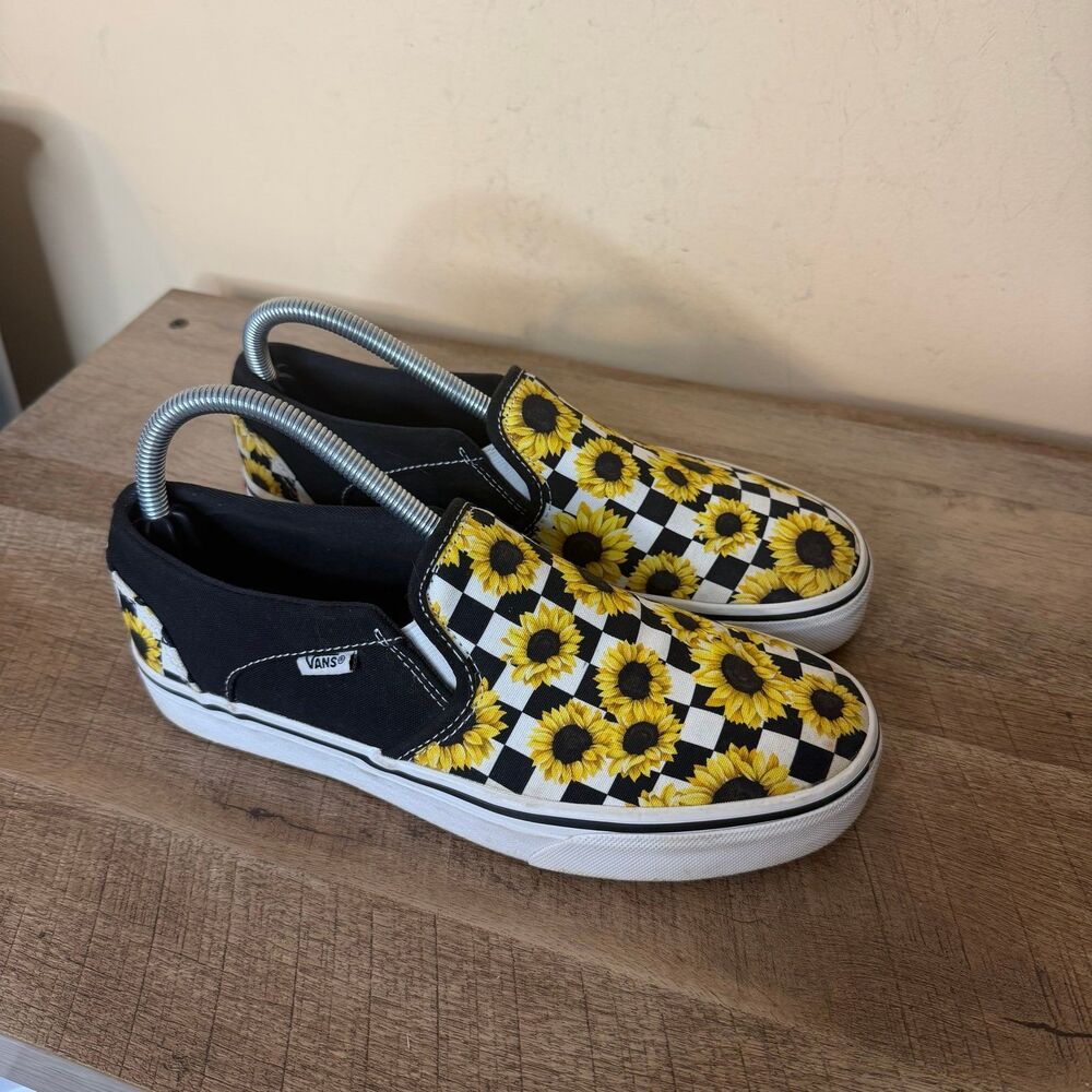 Vans Sunflower Checkerboard Skate Slip On Womens Size 8.5 Shoes - Picture 8 of 8
